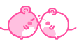 Pink White Mouse Kissing Emoticons