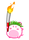 Pink Mouse Carrying Torch Flame Emoticons