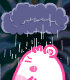 Pink Mouse Under Black Raincloud Emoticons