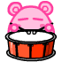 Pink Mouse Playing On Drum  Emoticons