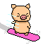 Small Pig Snow Boarding Emoticons