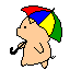 Small Pig Skipping With Umbrella Emoticons