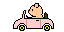 Small Pig Driving Pink Car Emoticons