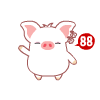 White Pig Waving With 88 Emoticons