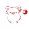 White Pig Waving Saying Hi Emoticons