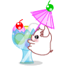 White Pig With Giant Cocktail Emoticons