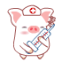 White Pig Nurse With Syringe Emoticons