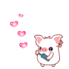 White Pig Blowing Heart Bubbles Emoticons