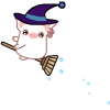 White Pig Witch On Broomstick Emoticons