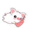 White Pig Resting On Pillow Emoticons