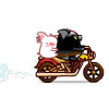 White Pig On Bike Black Pig Emoticons