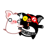 White Pig Clinging Black Pig Emoticons
