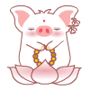 White Pig Meditating On Lotus Emoticons