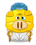 Yellow Pig On Crutches Emoticons