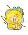 Yellow Pig Frozen In Ice Emoticons