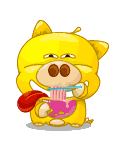 Yellow Pig Smelling Noodles Emoticons