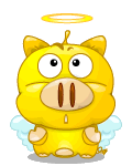 Yellow Pig Angel Flying Emoticons