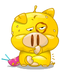 Yellow Pig Eaten Too Much Emoticons