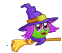 Old Witch Flying Magic Broom Emoticons